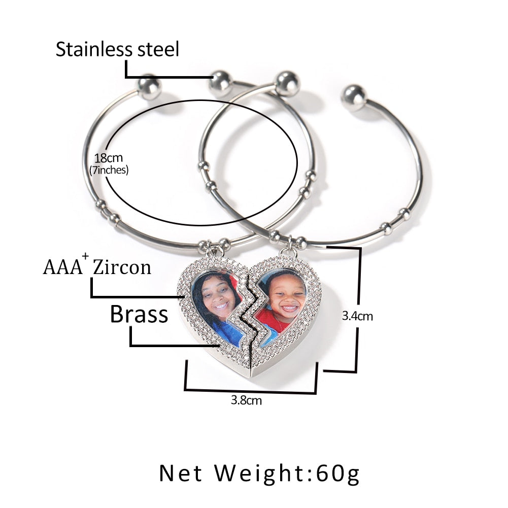 "Piece of My Heart" Magnetic Photo Pendant Bracelet