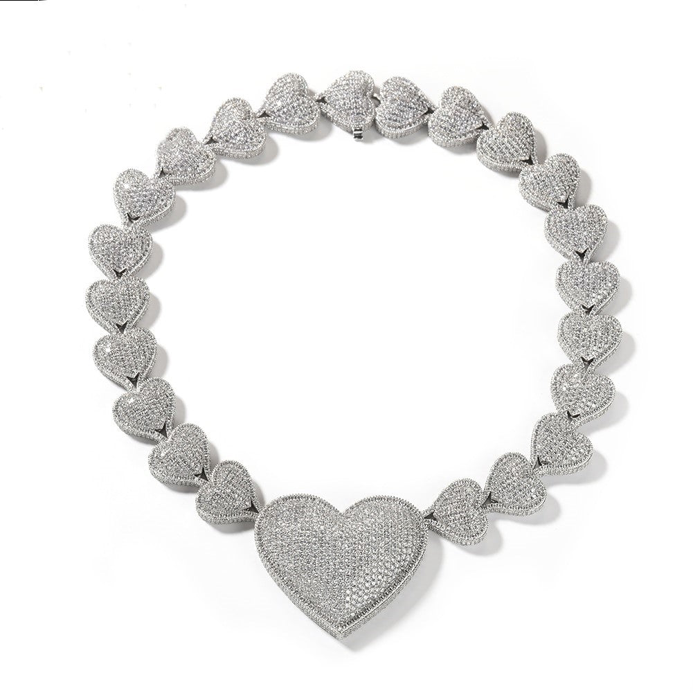 Big Heart Micro Pave Necklace