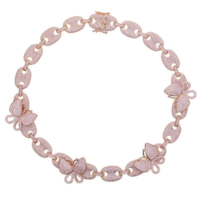 Princess Pink Butterfly Choker Necklace