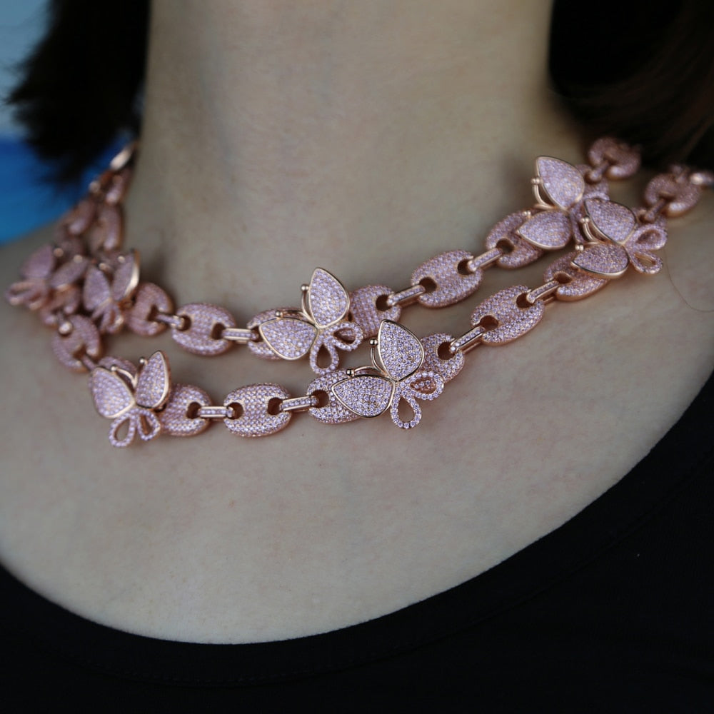 Princess Pink Butterfly Choker Necklace