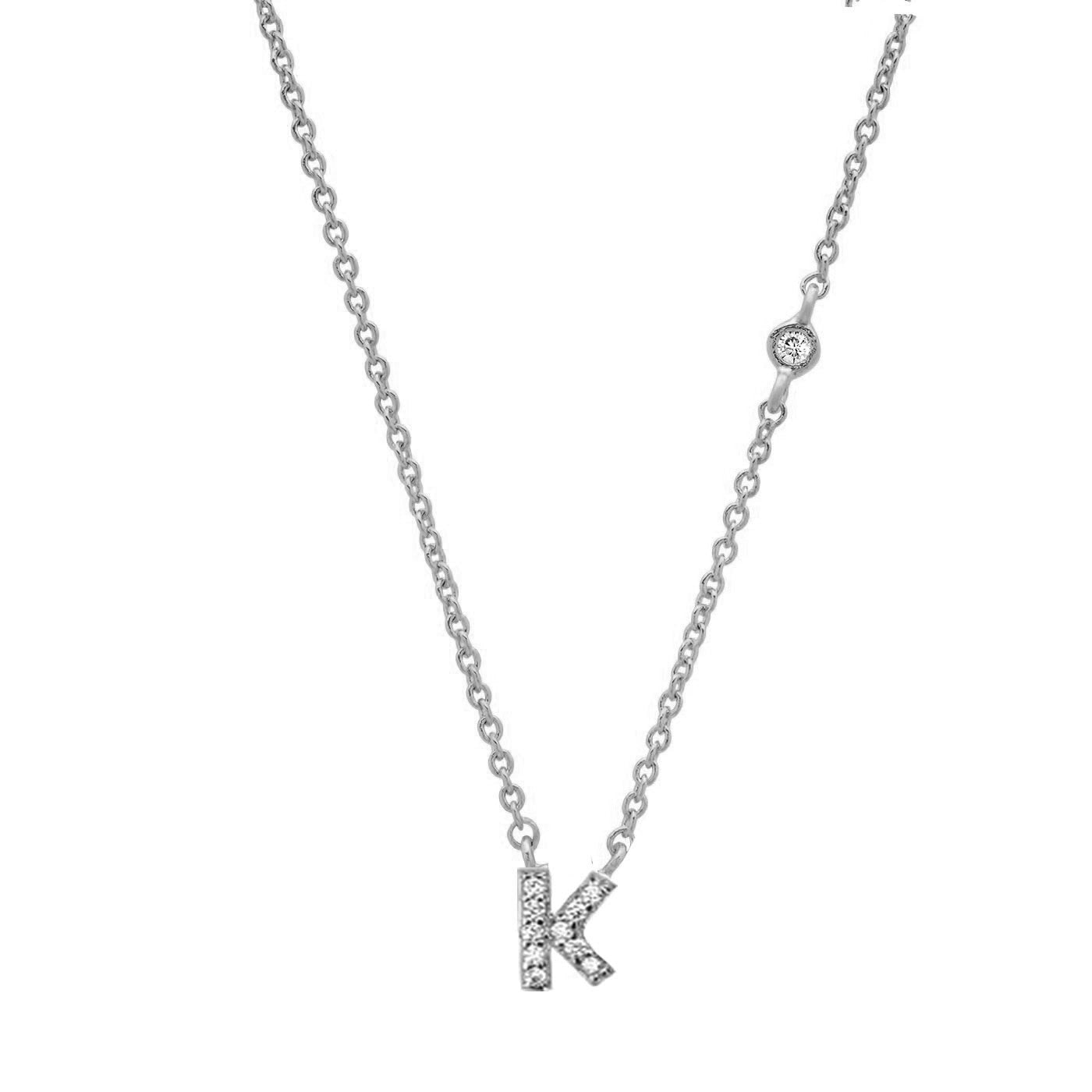 Initial Sterling Silver Zircon Necklace