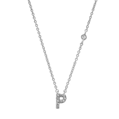 Initial Sterling Silver Zircon Necklace