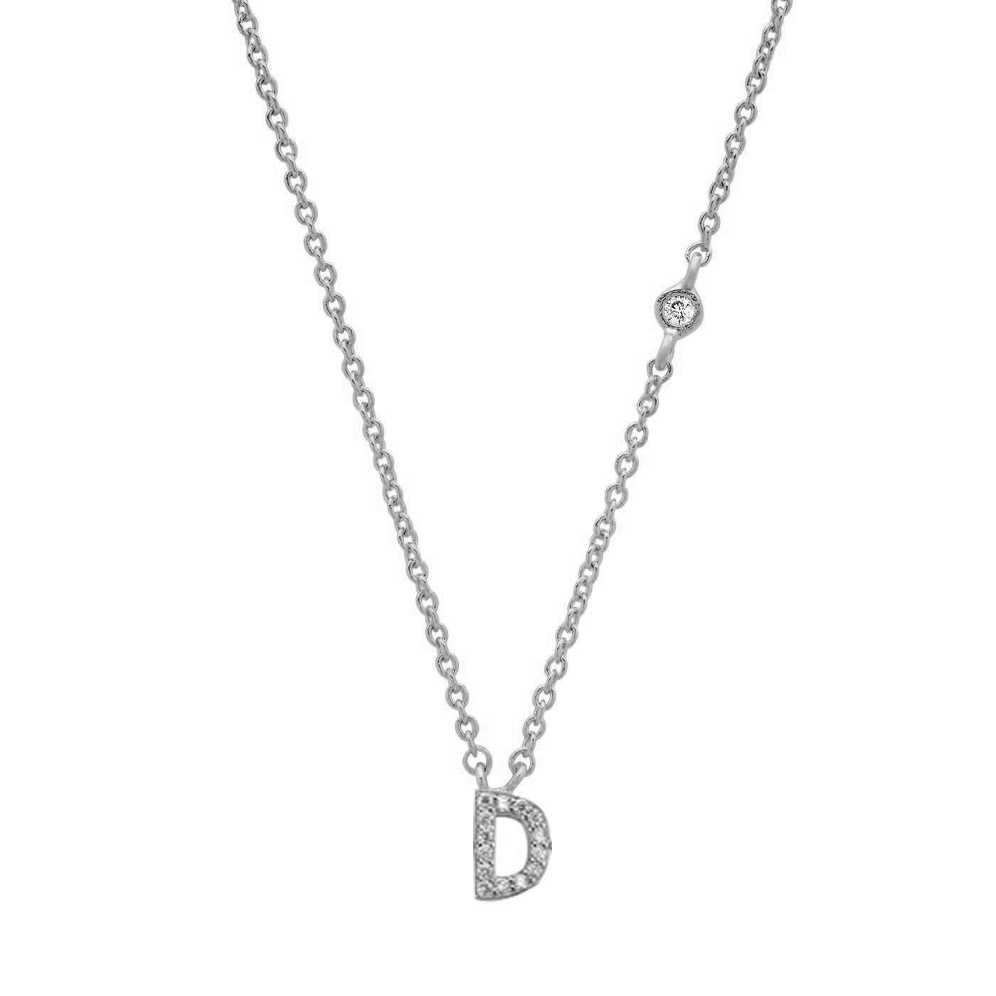 Initial Sterling Silver Zircon Necklace