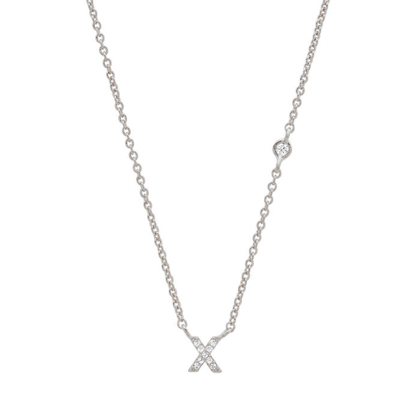 Initial Sterling Silver Zircon Necklace