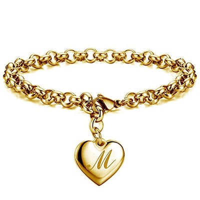 Initial Charm Gold-Color Bracelets