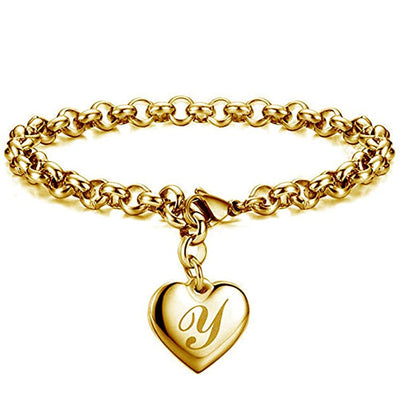 Initial Charm Gold-Color Bracelets