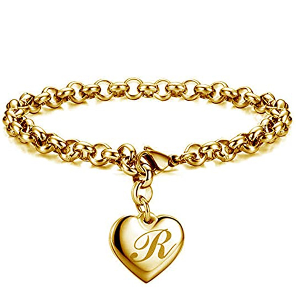 Initial Charm Gold-Color Bracelets