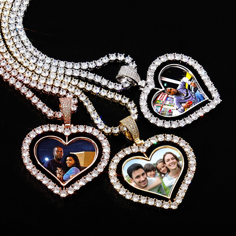 Heart Shaped Double Sided Custom Photo Necklace