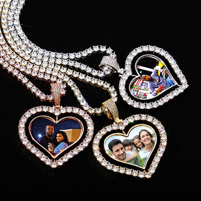 Heart Shaped Double Sided Custom Photo Necklace