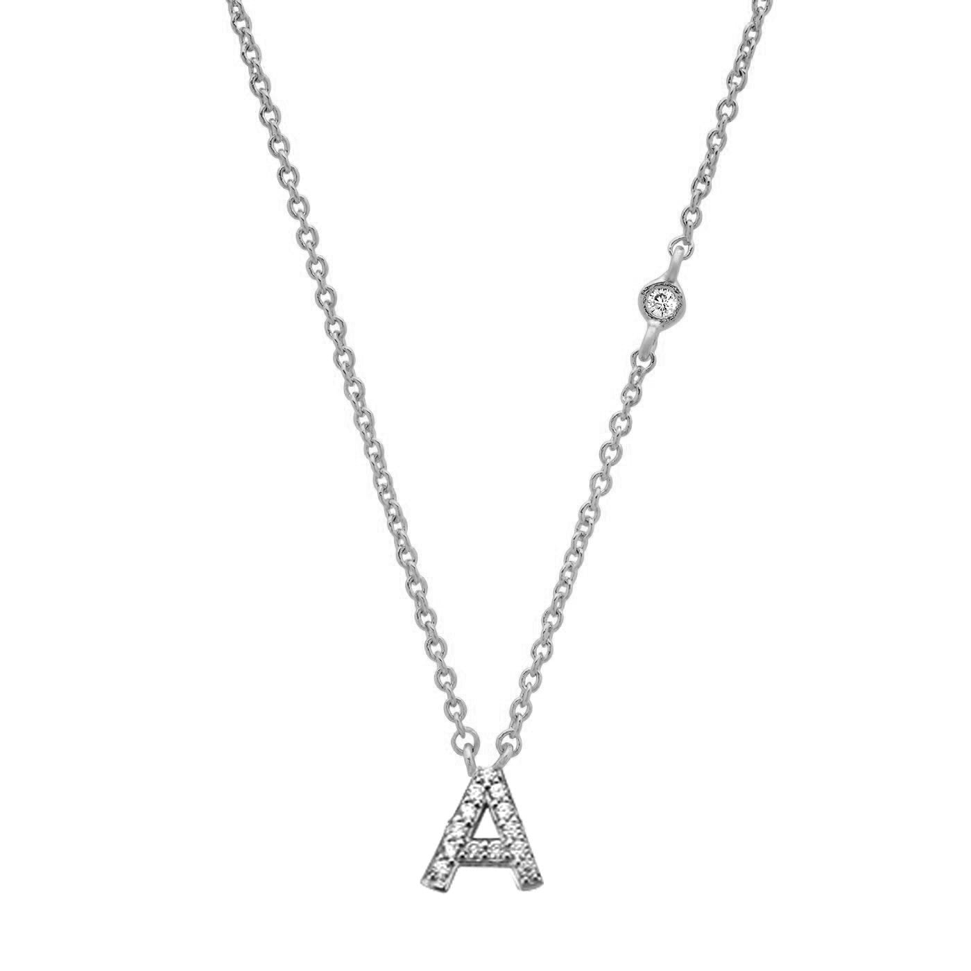 Initial Sterling Silver Zircon Necklace