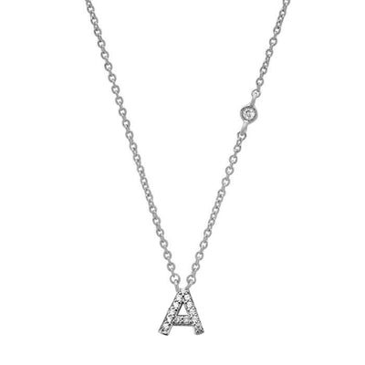 Initial Sterling Silver Zircon Necklace