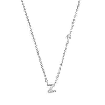 Initial Sterling Silver Zircon Necklace