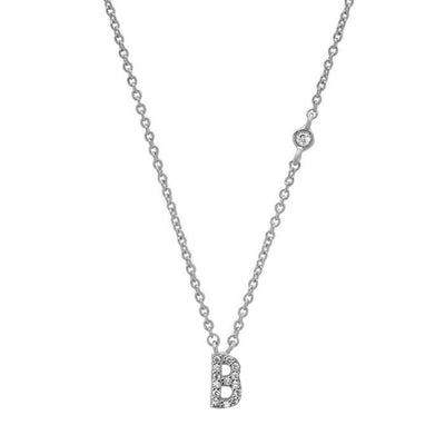 Initial Sterling Silver Zircon Necklace