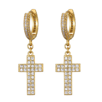 Cross Cubic Zirconia Bling Earrings