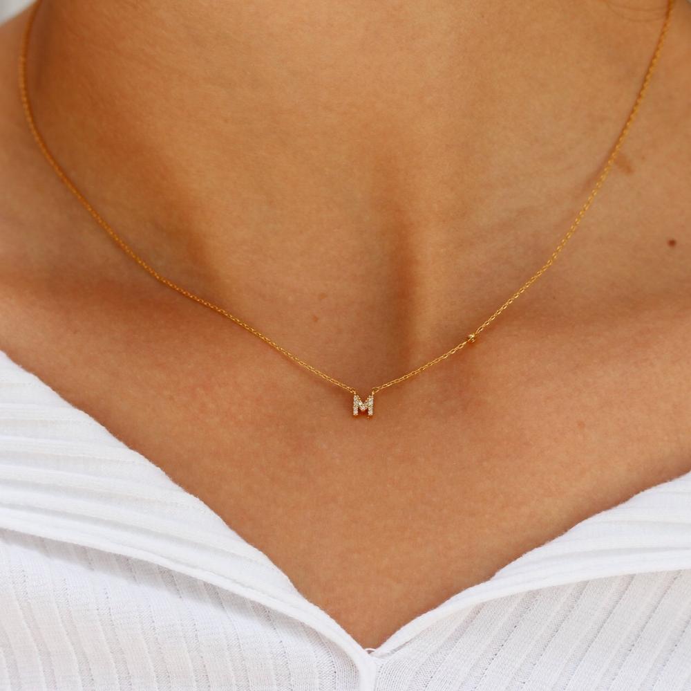 Initial Sterling Silver Zircon Necklace