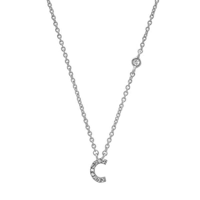 Initial Sterling Silver Zircon Necklace