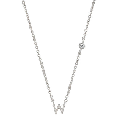 Initial Sterling Silver Zircon Necklace