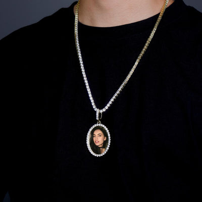 Custom Oval Photo Pendant Necklace