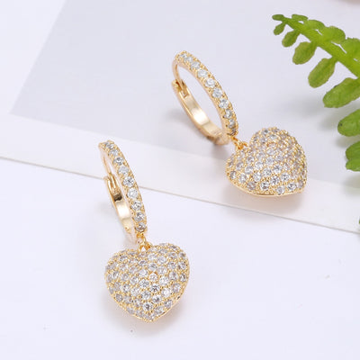 Zircon Love Heart Drop Earrings Jewelry Sets