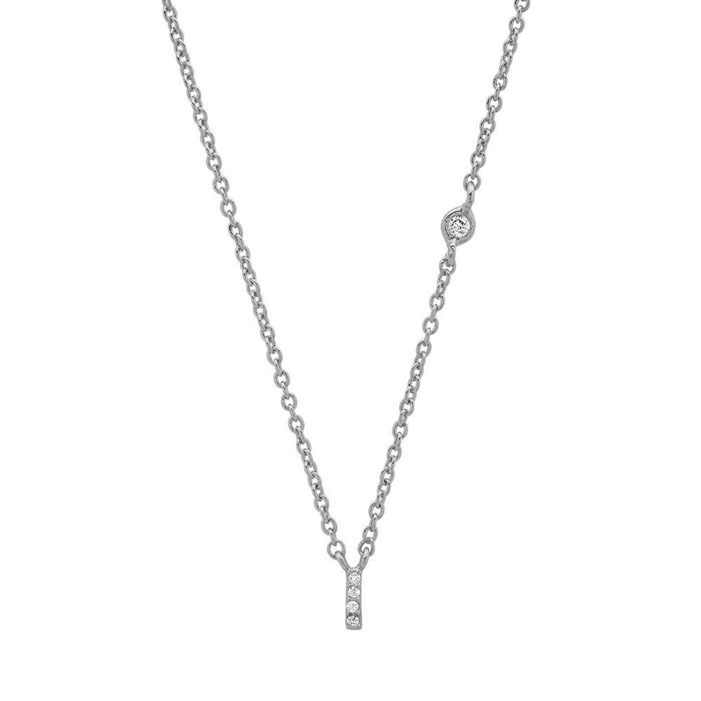 Initial Sterling Silver Zircon Necklace