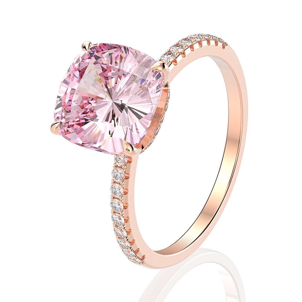 Wunschknochen Ring Damen Schmuck Damen Wunschknochenring – 9K Gold Auf 925 Silber Mit Rosa/weiß Saphiren Weißgold Saphir