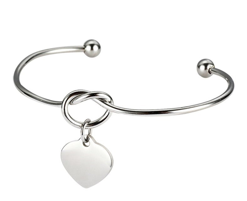 Heart Charm Wired Knot Bangle