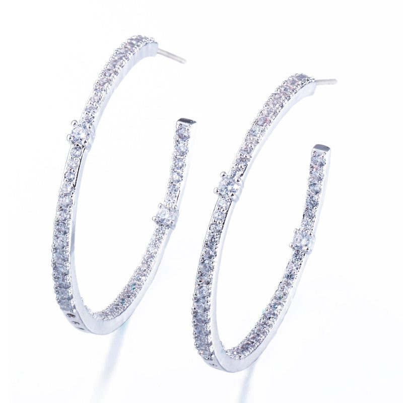 Open Hoop Silver Earrings