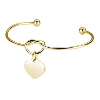 Heart Charm Wired Knot Bangle