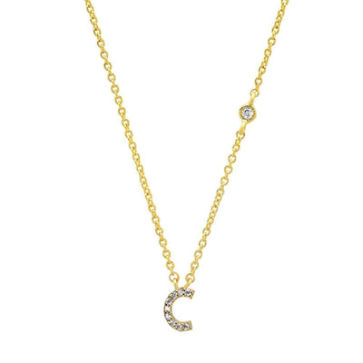 Initial Sterling Silver Zircon Necklace