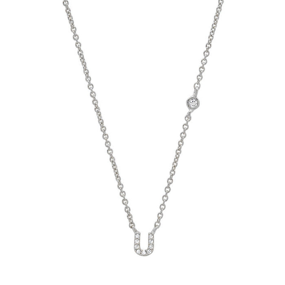 Initial Sterling Silver Zircon Necklace