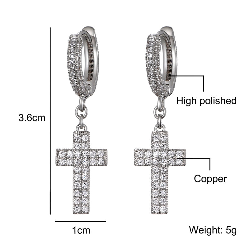 Cross Cubic Zirconia Bling Earrings