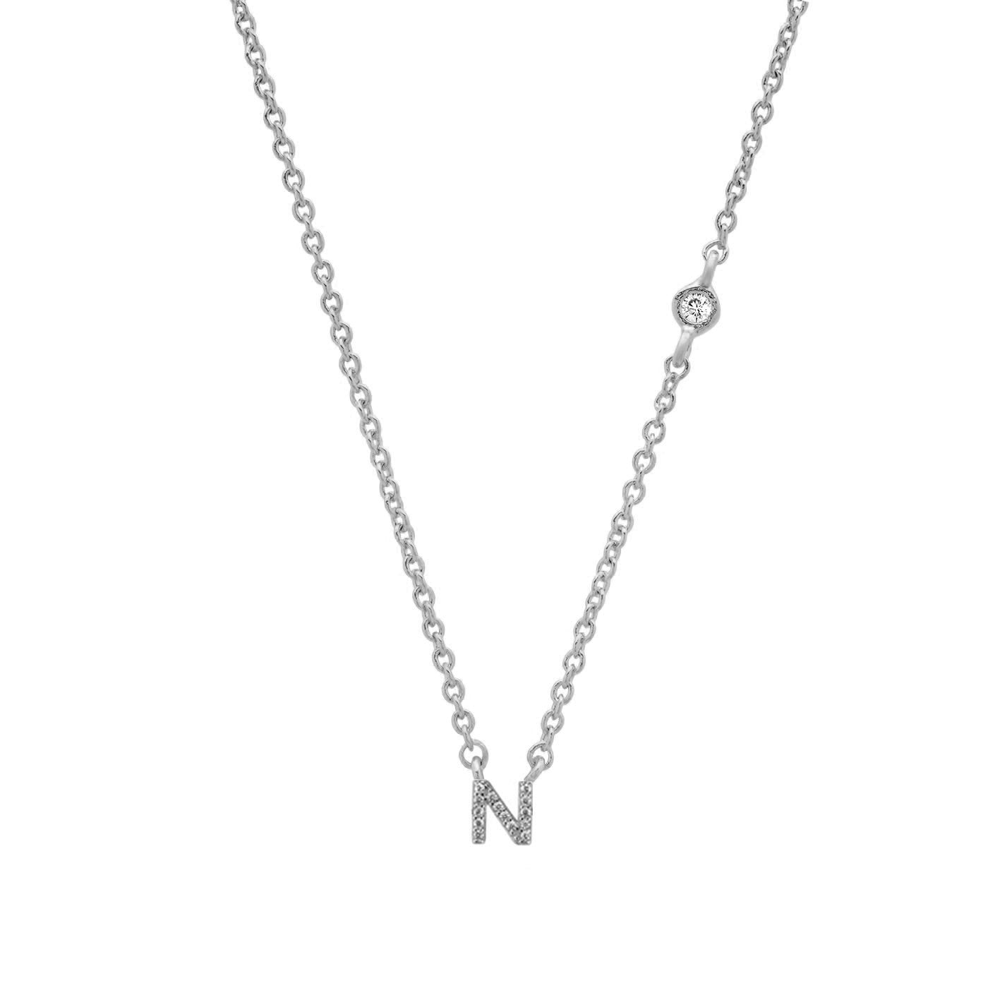 Initial Sterling Silver Zircon Necklace