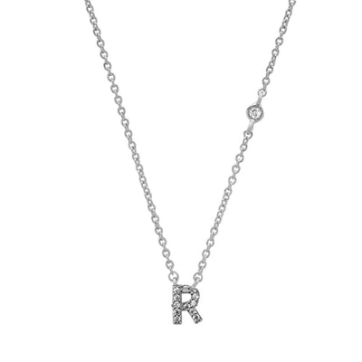 Initial Sterling Silver Zircon Necklace