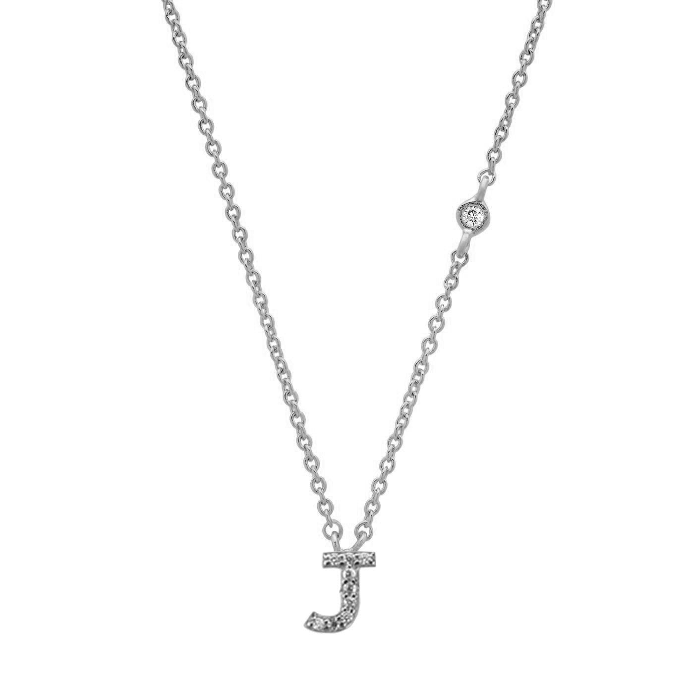 Initial Sterling Silver Zircon Necklace