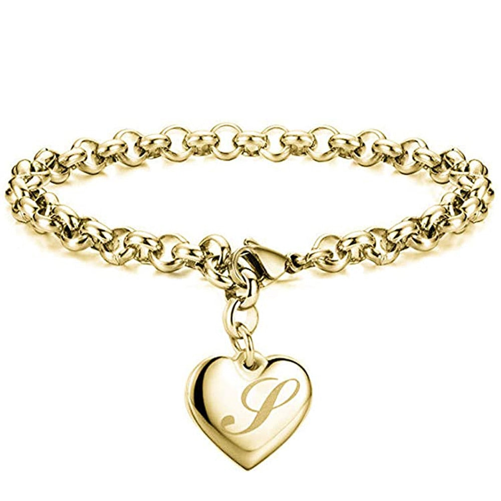 Initial Charm Gold-Color Bracelets