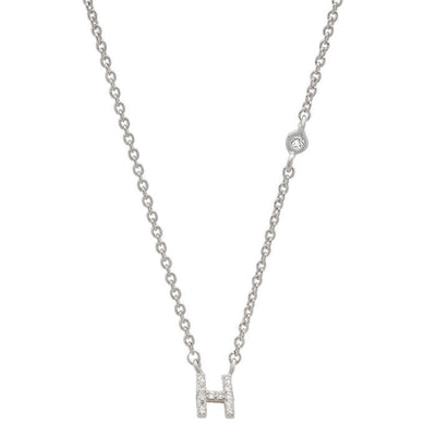 Initial Sterling Silver Zircon Necklace