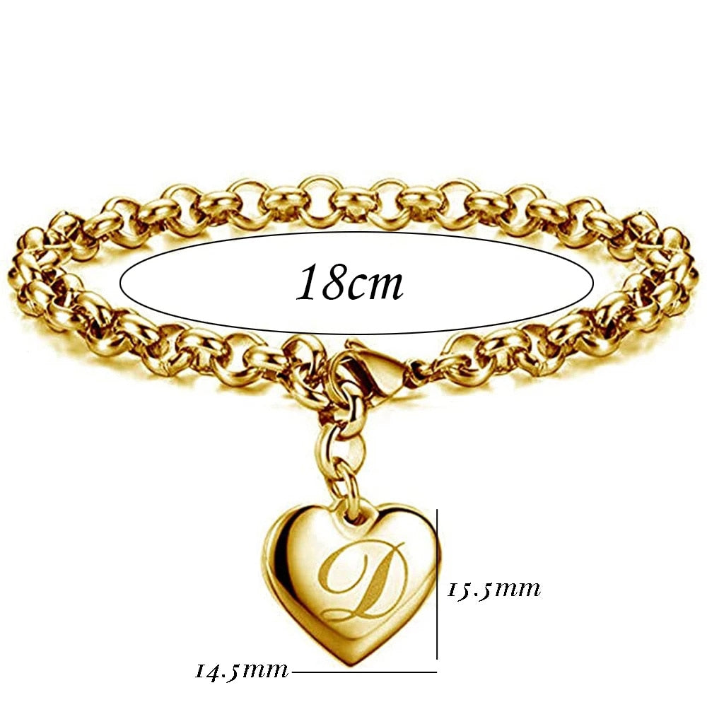 Initial Charm Gold-Color Bracelets