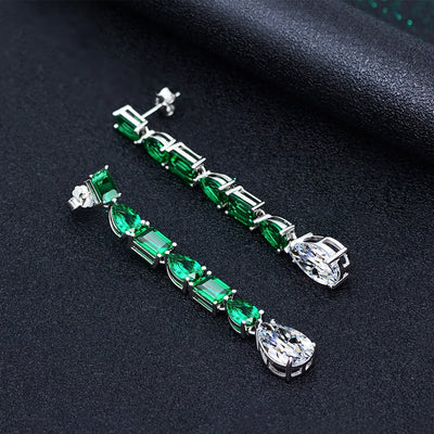 Pear 5CT Emerald Moissanite Tassel Earrings