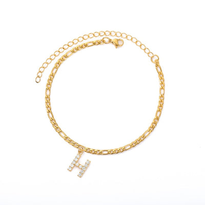 A-Z  Gold Zircon Initial Anklets