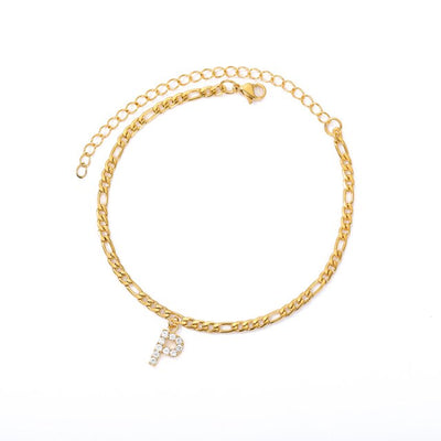 A-Z  Gold Zircon Initial Anklets