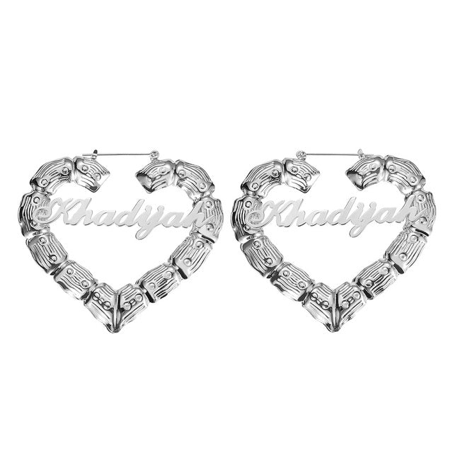 Heart Shape Custom Name Earrings